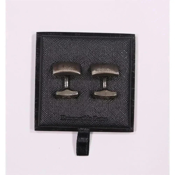 Ermenegildo Zegna 925 Sterling Silver Cufflinks EZ Logo in Wooden Box - Picture 4 of 13